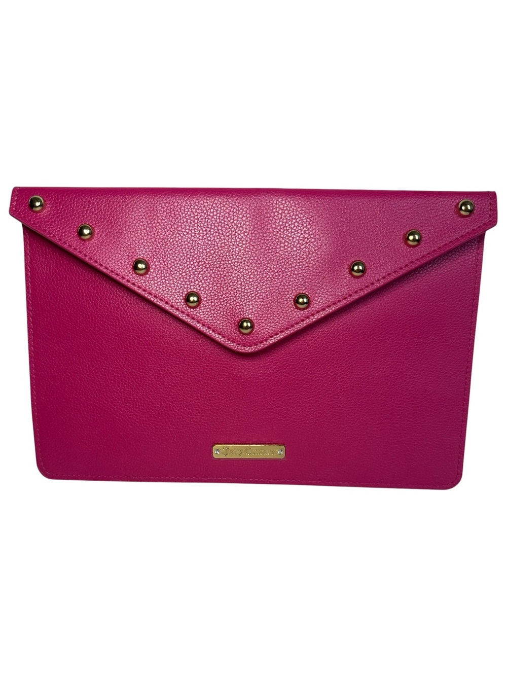 Juicy Couture NWOT Dark Pink Faux Leather Studded Envelope Clutch